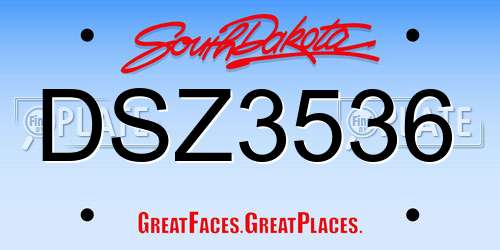 DSZ3536 South Dakota License Plate