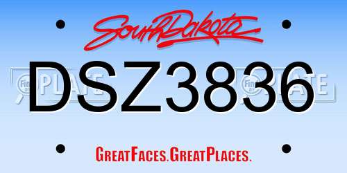 DSZ3836 South Dakota License Plate
