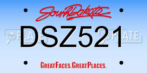 DSZ521 South Dakota License Plate