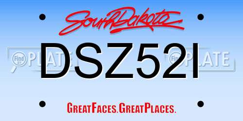 DSZ52I South Dakota License Plate