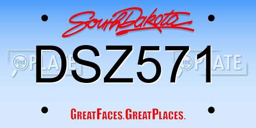 DSZ571 South Dakota License Plate