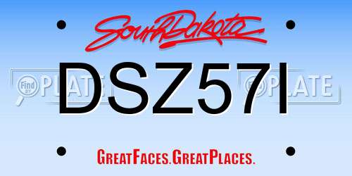 DSZ57I South Dakota License Plate
