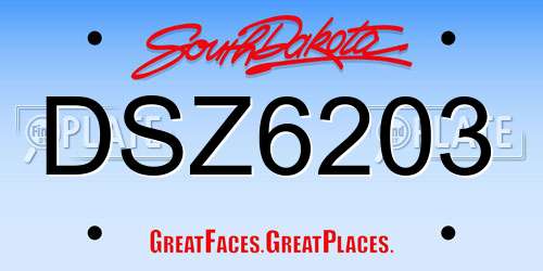 DSZ6203 South Dakota License Plate