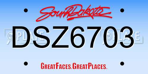 DSZ6703 South Dakota License Plate