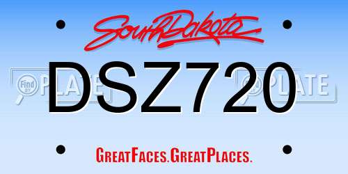 DSZ720 South Dakota License Plate