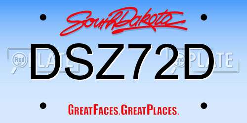 DSZ72D South Dakota License Plate