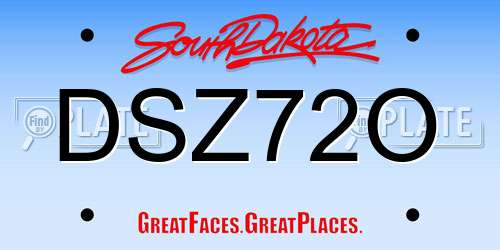DSZ72O South Dakota License Plate