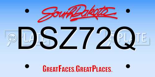 DSZ72Q South Dakota License Plate