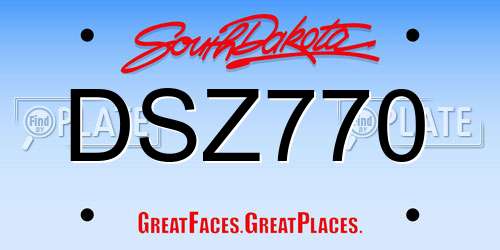 DSZ770 South Dakota License Plate