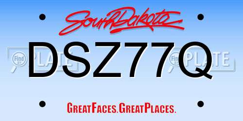 DSZ77Q South Dakota License Plate