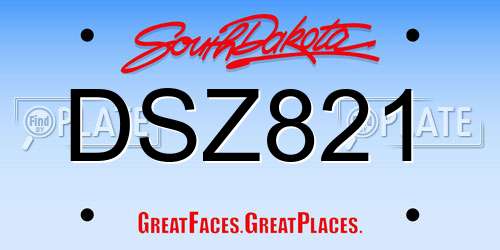 DSZ821 South Dakota License Plate