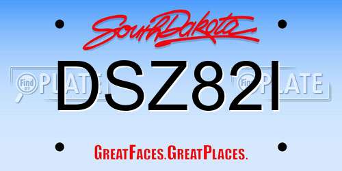 DSZ82I South Dakota License Plate