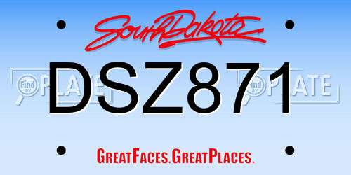 DSZ871 South Dakota License Plate