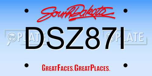DSZ87I South Dakota License Plate