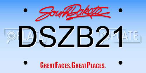 DSZB21 South Dakota License Plate