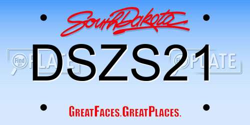 DSZS21 South Dakota License Plate