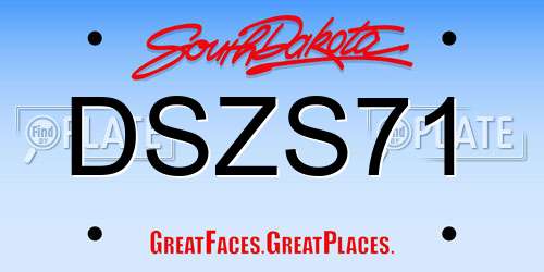 DSZS71 South Dakota License Plate
