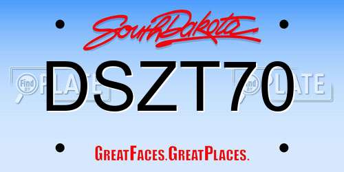 DSZT70 South Dakota License Plate