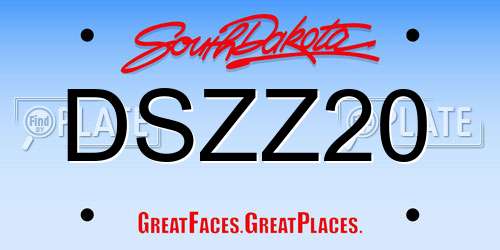 DSZZ20 South Dakota License Plate