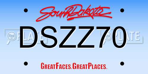 DSZZ70 South Dakota License Plate