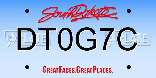 DT0G7C South Dakota License Plate