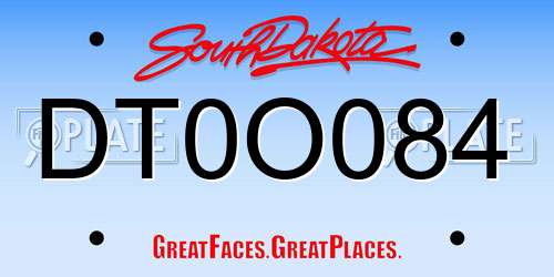 DT0O084 South Dakota License Plate