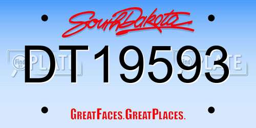 DT19593 South Dakota License Plate