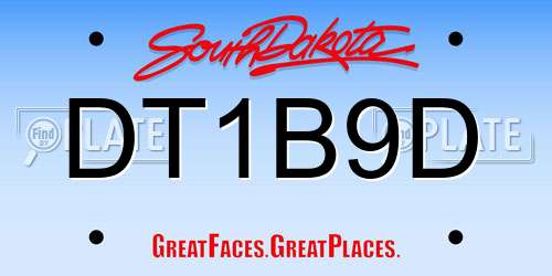 DT1B9D South Dakota License Plate