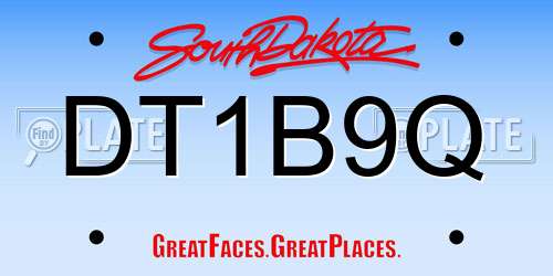 DT1B9Q South Dakota License Plate