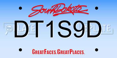 DT1S9D South Dakota License Plate