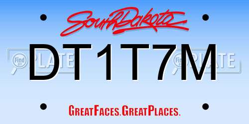 DT1T7M South Dakota License Plate