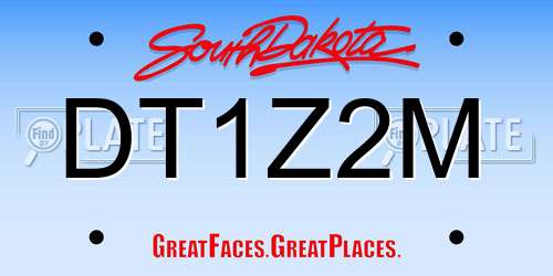 DT1Z2M South Dakota License Plate