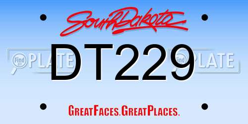 DT229 South Dakota License Plate