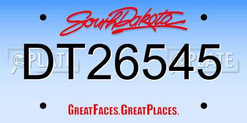DT26545 South Dakota License Plate