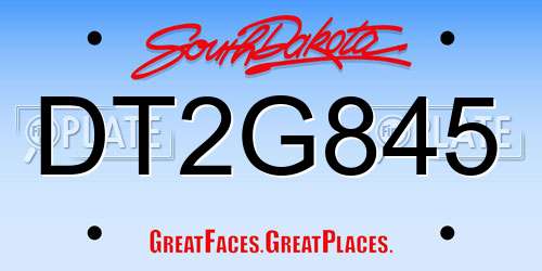 DT2G845 South Dakota License Plate