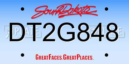 DT2G848 South Dakota License Plate