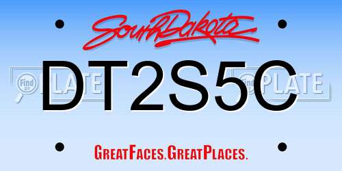 DT2S5C South Dakota License Plate