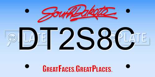 DT2S8C South Dakota License Plate