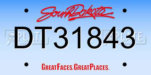 DT31843 South Dakota License Plate