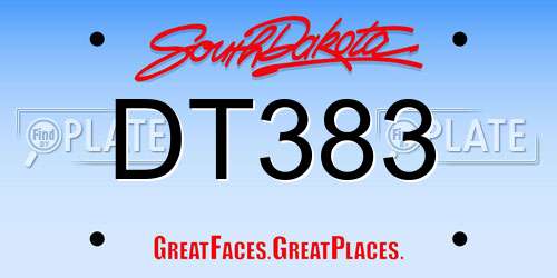 DT383 South Dakota License Plate