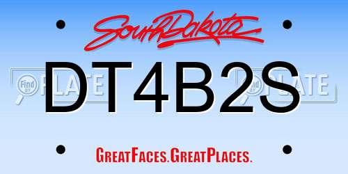 DT4B2S South Dakota License Plate