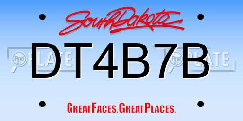 DT4B7B South Dakota License Plate