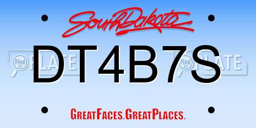 DT4B7S South Dakota License Plate