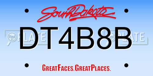 DT4B8B South Dakota License Plate