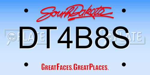 DT4B8S South Dakota License Plate