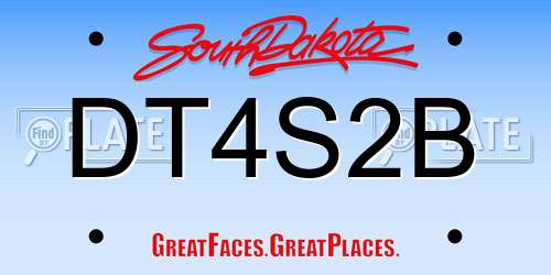 DT4S2B South Dakota License Plate