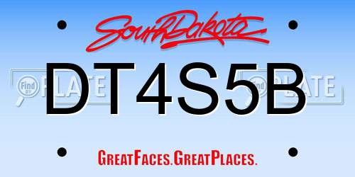 DT4S5B South Dakota License Plate
