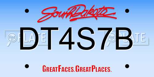 DT4S7B South Dakota License Plate