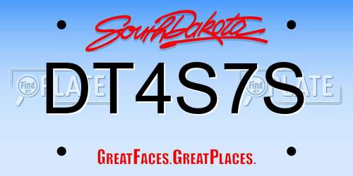 DT4S7S South Dakota License Plate
