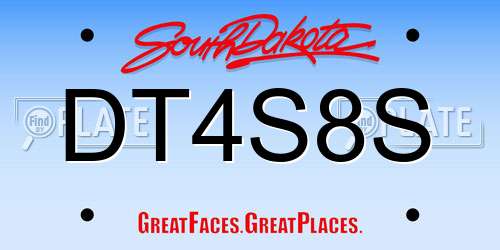 DT4S8S South Dakota License Plate